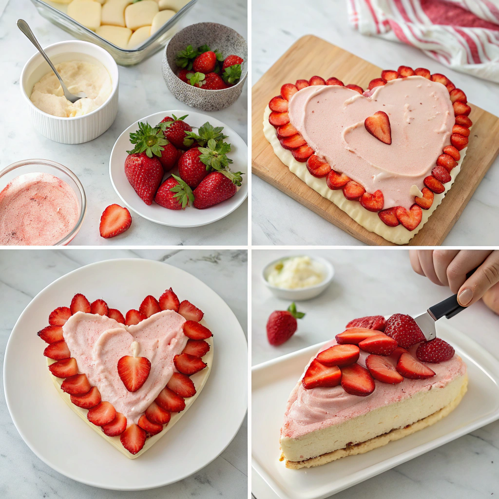 heart shaped strawberry cake