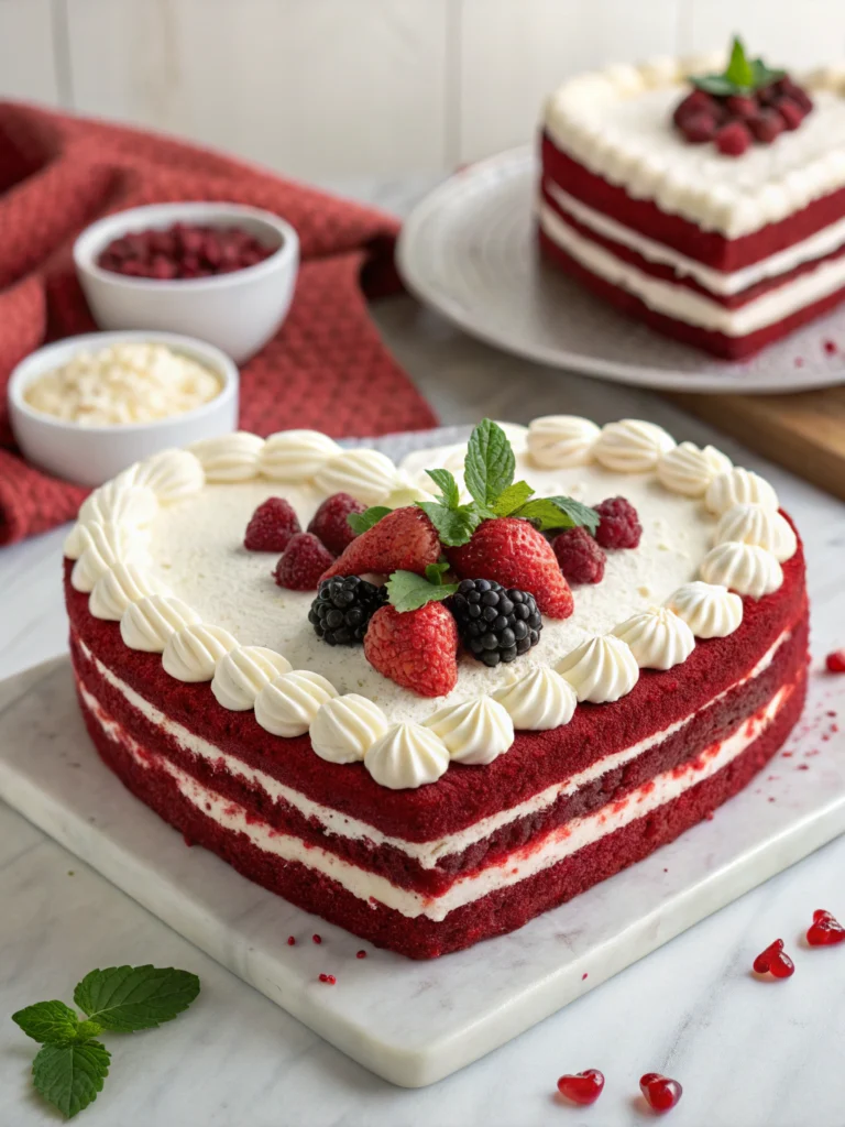 red velvet cake heart shape